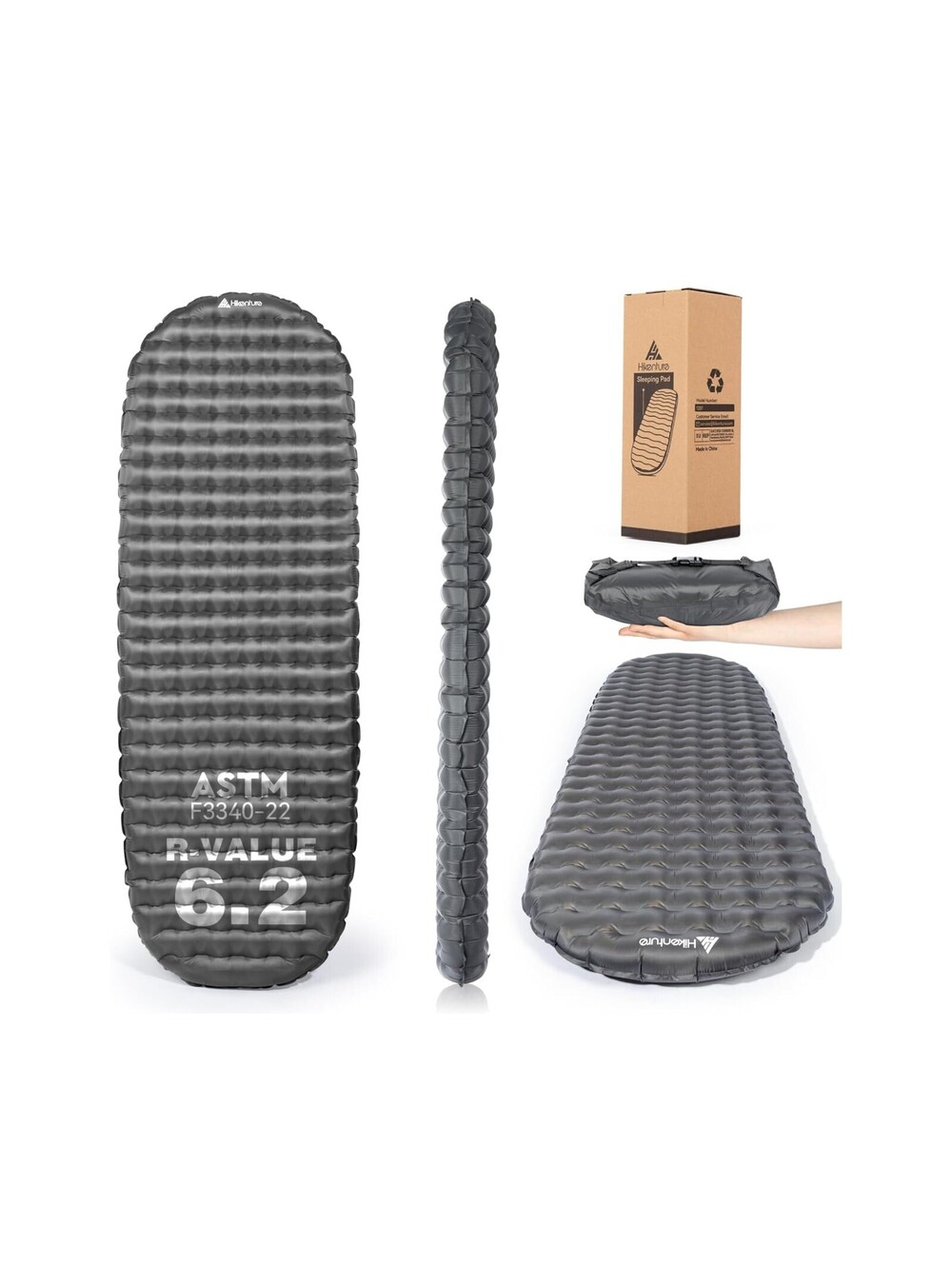 Insulated Sleeping Pad, 6.2 R-Value Camping Mat Pump Sack Ultralight Insulated